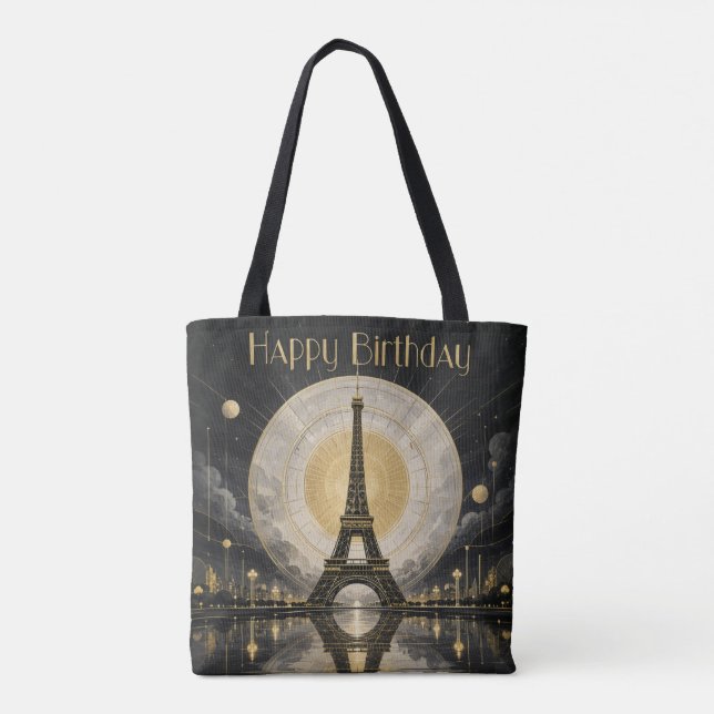 Geburtstag Paris Eiffelturm Gold-Dekor (Rückseite)