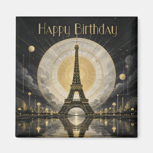 Geburtstag Paris Eiffelturm Gold-Dekor Magnet