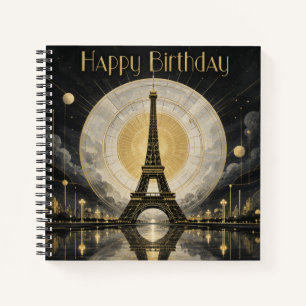 Geburtstag Paris Eiffelturm Gold-Dekor Notizbuch