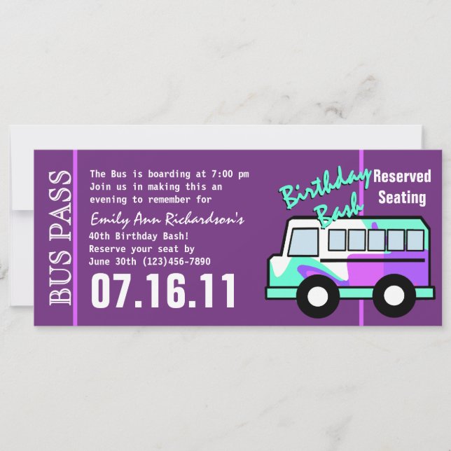 Geburtstag-Party-Bus Einladung (Vorderseite)