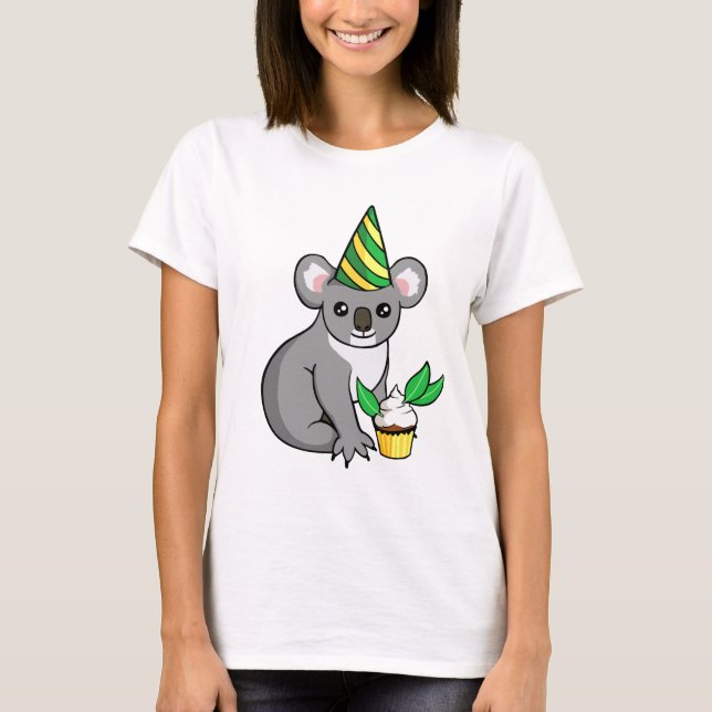 Geburtstag-Party-Koala mit Kuchen-Shirt T-Shirt (Vorderseite)