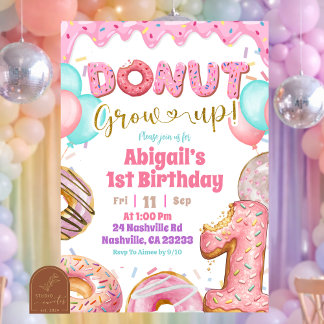 Geburtstag Pastell Süß Glasierte Donut Werde Groß Einladung