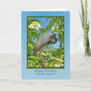 Geburtstag, Pastor, Trikolore Heron in einem Baum Karte