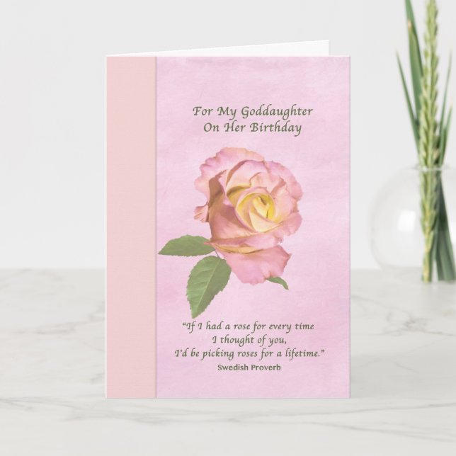 Geburtstag, Patenttochter, FriedensRose Karte (Vorderseite)