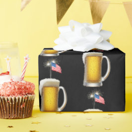 Geburtstag Patriotisches Bier mit Fahne und Sparkl Geschenkpapier