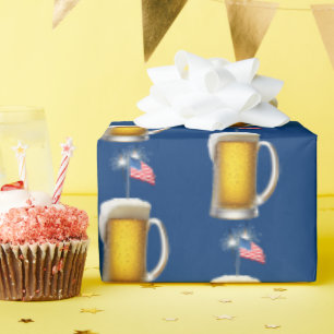 Geburtstag Patriotisches Bier mit Sparklern Geschenkpapier