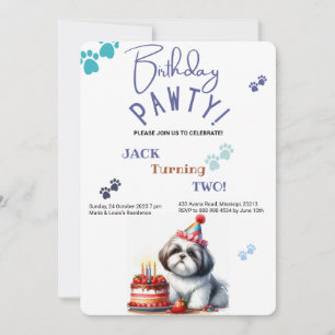 Geburtstag Pawty Shih Tzu Hund Personalisiert Gebu Einladung