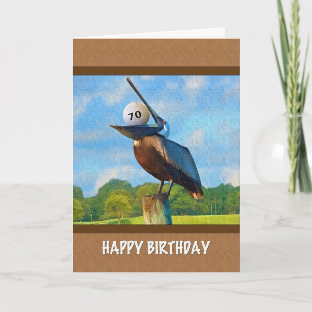 Geburtstag, Pelican mit Golf Ball Card Karte (Vorderseite)