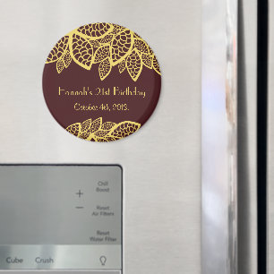 Geburtstag - Persisches Paisley, Blätter - Rot Gel Magnet