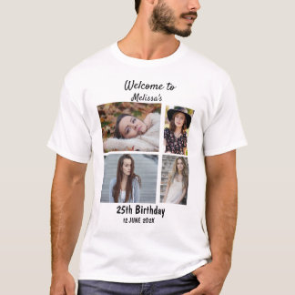 Geburtstag Personalisiert 4 FotoCollage T-Shirt
