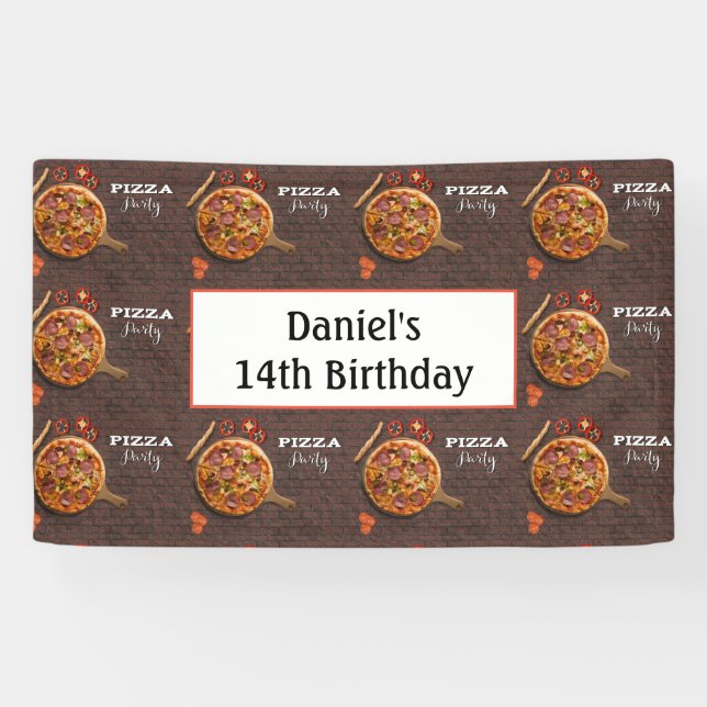 Geburtstag Personalisiert Pizza Party Banner (Horizontal)
