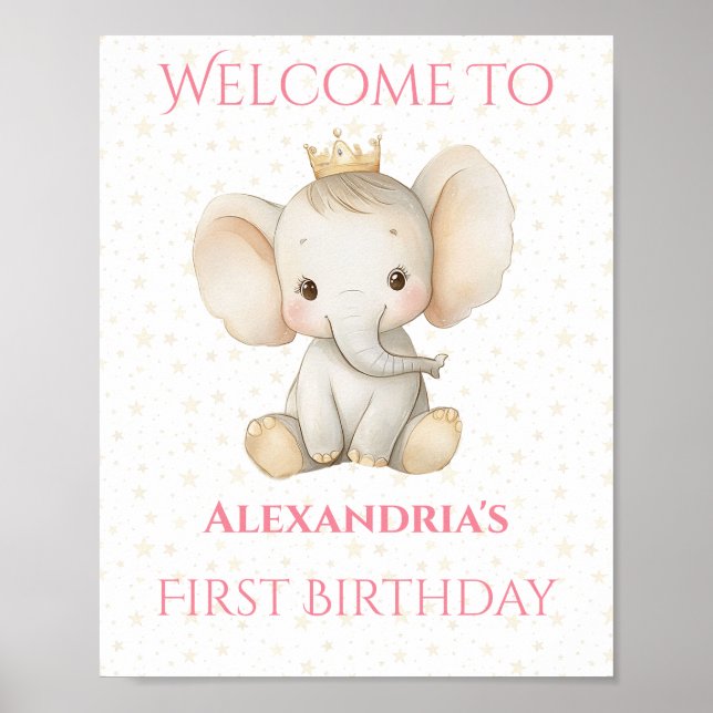 Geburtstag Personalisiert Prinzessin Elephant Will Poster (Vorne)