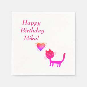 Geburtstag Personalisierter Papa Napkins mit Katze Serviette
