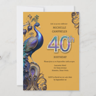 Geburtstag, Pfau Einladung