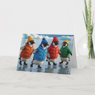 Geburtstag Pinguine Eislaufen auf einem arktischen Karte