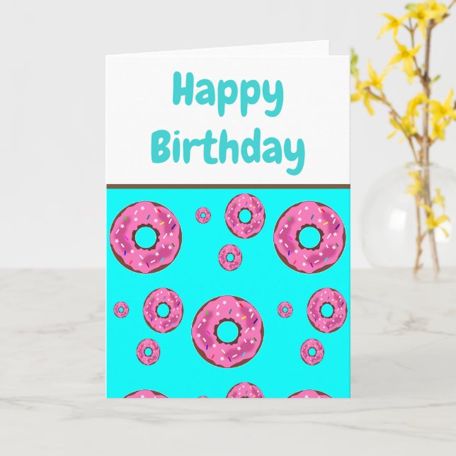Geburtstag Pink Creme Donuts Karte (Gelbe Blume)