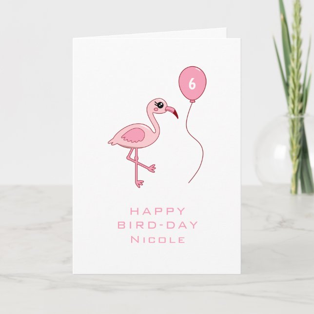 Geburtstag Pink Flamingo Happy Bird-Day Card Karte (Vorderseite)