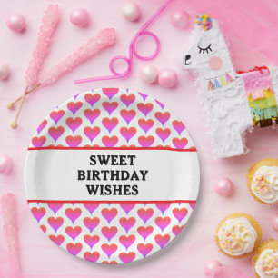 Geburtstag Pink Lila Ombre Herzen Pappteller