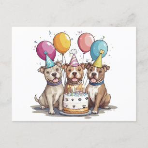 Geburtstag Pit Bull Hunde Postkarte