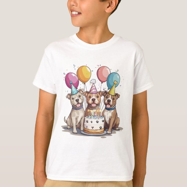 Geburtstag Pit Bull Hunde T-Shirt (Vorderseite)