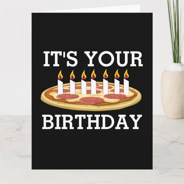 GEBURTSTAG PIZZA MIT CANDLES GROSSKARTE KARTE (Vorderseite)