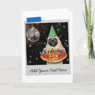 Geburtstag Pizza Mops Hund Funny Card Karte