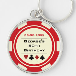 Geburtstag Poker Chip Las Vegas Thema Red Off Whit Schlüsselanhänger