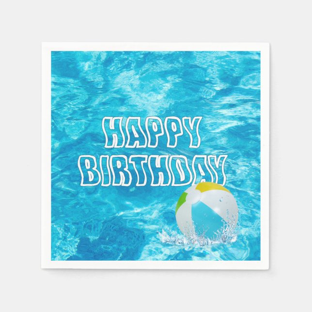 Geburtstag Pool Party Spaß Serviette (Vorderseite)