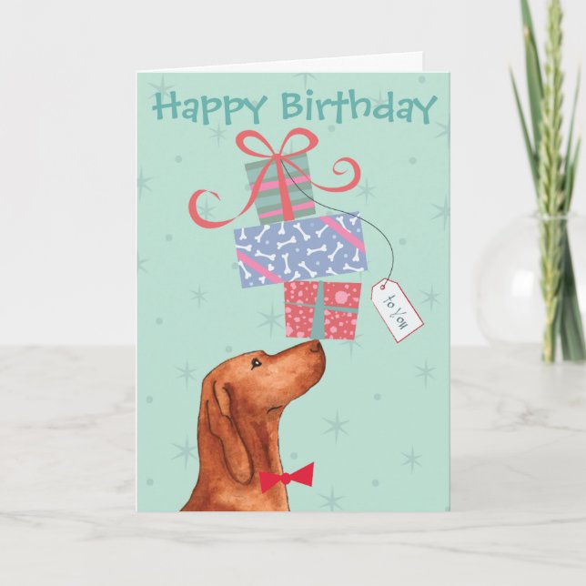 Geburtstag präsentiert Vizsla Card Karte (Vorderseite)