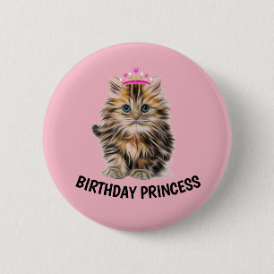 GEBURTSTAG PRINCESS CAT-SCHALTFLÄCHEN BUTTON