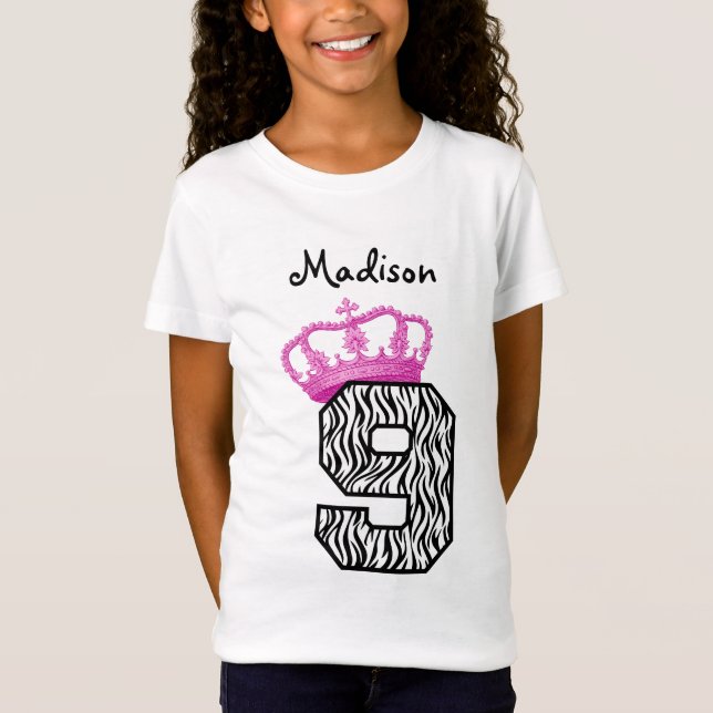 Geburtstag Princess Crown und Zebra V01 T-Shirt (Vorderseite)