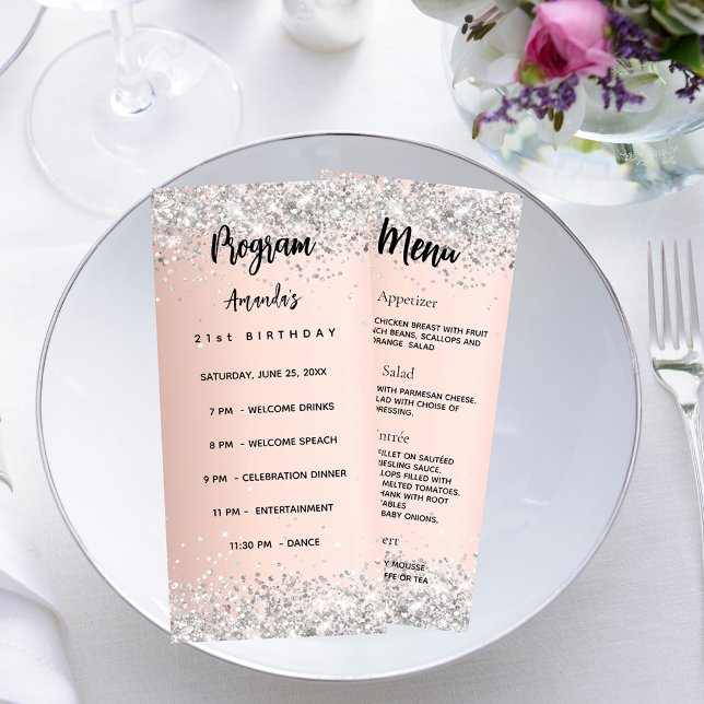 Geburtstag Progressive Rose Gold Silber Werbekarte (Von Creator hochgeladen)