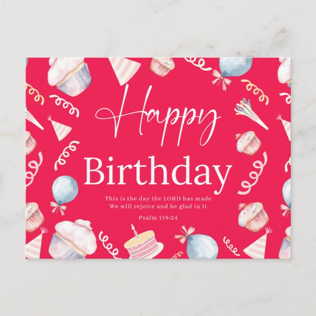 Geburtstag Psalm118:24 Postkarte (Vorderseite)