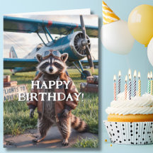 Geburtstag Raccoon Pilot & Flugzeug Foto Funny
