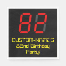 Geburtstag: Red Digital Clock Style "82" + Name