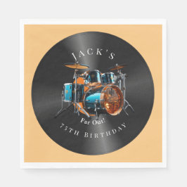 Geburtstag Retro Vinyl Record Drum Set Rock Music Serviette