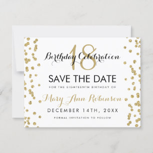 Geburtstag Rett Gold Glitzer Confetti White Save The Date