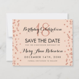 Geburtstag Rett Rose Gold Glitzer Confetti Save The Date