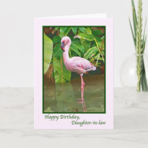 Geburtstag, rosa Flamingo, Schwiegertochter Karte