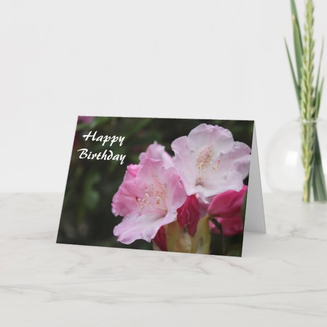 Geburtstag, rosa Rhododendron Karte (Vorderseite)