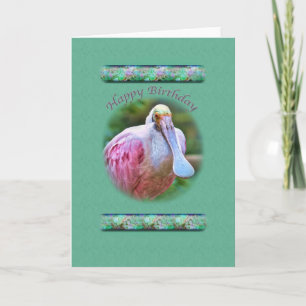 Geburtstag, rosa Spoonbill-Vogel Karte