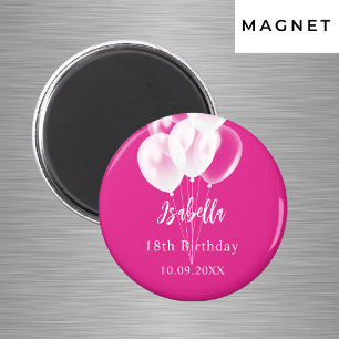 Geburtstag rosa weiße Ballons Party Magnet