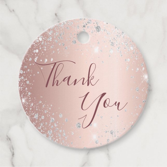 Geburtstag Rose gold silber Glitzer Staub danke Geschenkanhänger (Vorderseite)