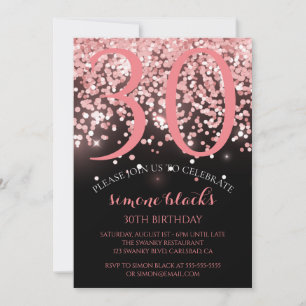Geburtstag Rose goldrosa Glitzer Glam 30. Geburtst Einladung