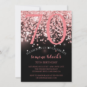 Geburtstag Rose goldrosa Glitzer Glam 70. Geburtst Einladung