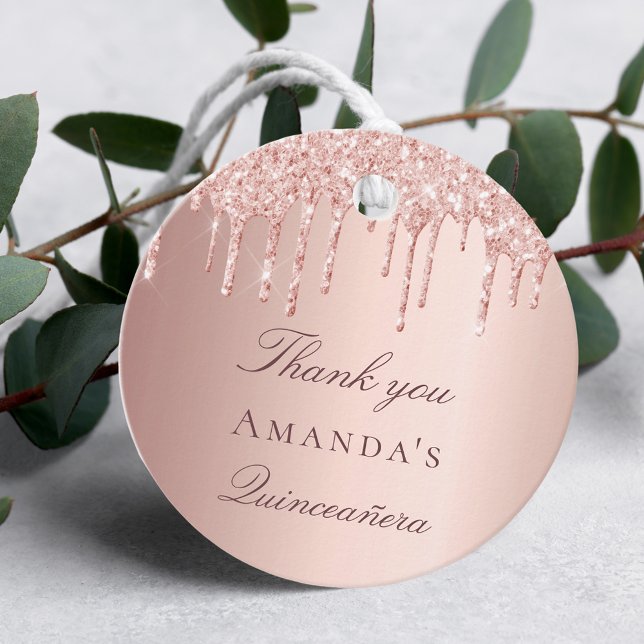 Geburtstag Rose Goldrot Glitzer Tropfen vielen Dan Geschenkanhänger (Von Creator hochgeladen)