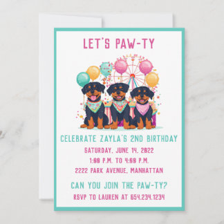 Geburtstag Rottweiler Hunde im Karneval Einladung