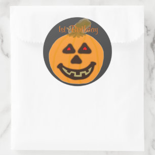 Geburtstag Runde Sticker Lächeln Halloween Pumpkin