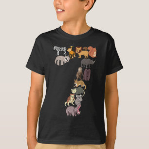 Geburtstag Safari Zoo Tiere Figuren 7 Jahre alt T-Shirt