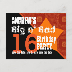 Geburtstag Save the Date Orange Diagonal A02 Ankündigungspostkarte